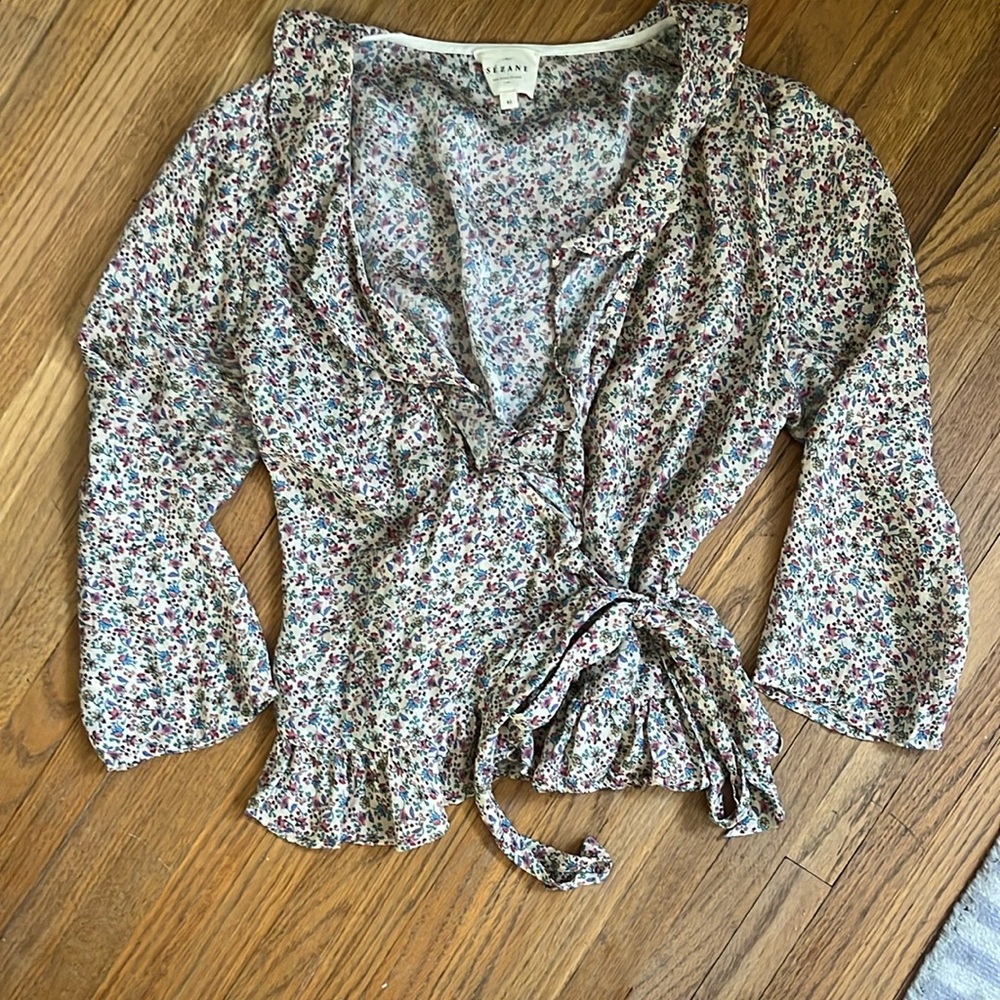 Sezane Floral Wrap Top